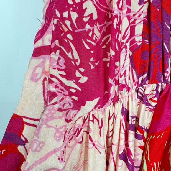 Roopa Pemmaraju The Peela‎ Silk V-Neckline Maxi Gown Dress Multicolor Size Small - Picture 14 of 16